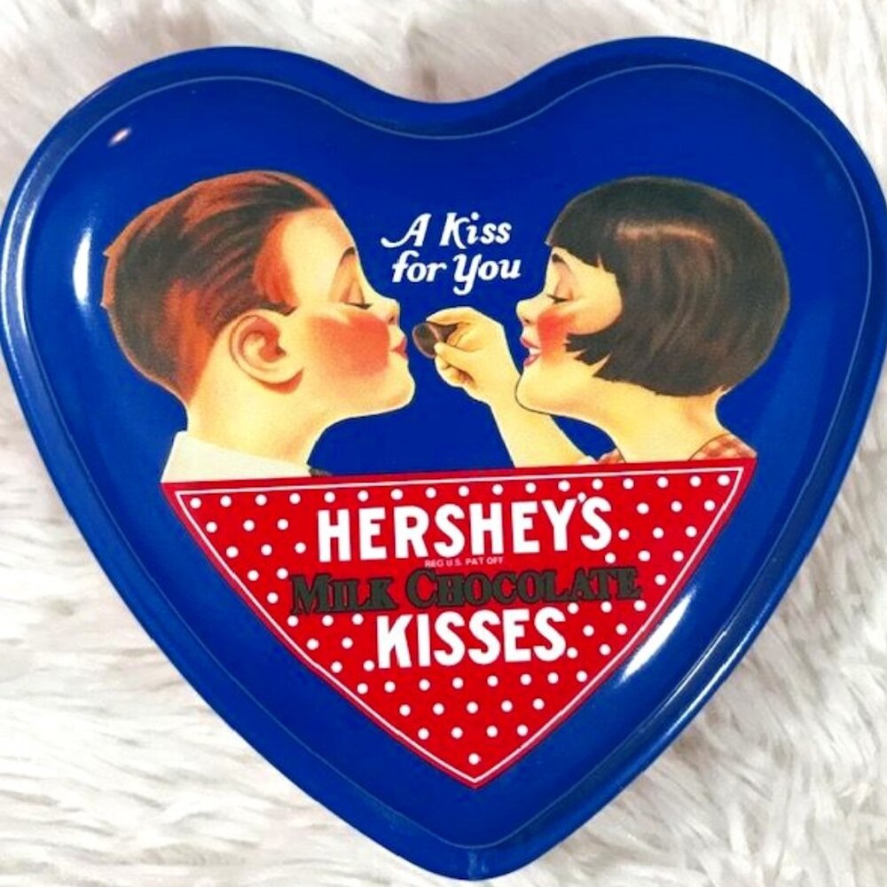 Vintage Hershey's Kisses 'A Kiss for You' Heart Shaped Tin